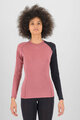 KARPOS Cycling long sleeve t-shirt - DINAMICO MERINO 130 W - pink/black