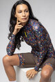 ALÉ Cycling winter long sleeve jersey - PRAGMA FLOWERY LADY - blue/multicolour