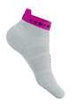 COMPRESSPORT Cycling ankle socks - PRO RACING V4.0 RUN LOW - white/pink/yellow