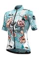 ALÉ Cycling short sleeve jersey and shorts - SKULL LADY - black/light blue