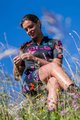 ALÉ Cycling short sleeve jersey and shorts - BUTTERFLY LADY - black/multicolour