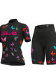 ALÉ Cycling short sleeve jersey and shorts - BUTTERFLY LADY - black/multicolour