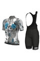 ALÉ Cycling short sleeve jersey and shorts - SKULL - black/white/grey/light blue