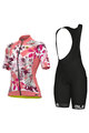 ALÉ Cycling short sleeve jersey and shorts - PR-S GARDEN LADY - bordeaux/black/white/pink