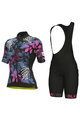 ALÉ Cycling short sleeve jersey and shorts - PR-S GARDEN LADY - pink/blue/black