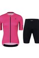 HOLOKOLO Cycling short sleeve jersey and shorts - VICTORIOUS LADY - black/pink