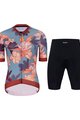 HOLOKOLO Cycling short sleeve jersey and shorts - BLOOM ELITE LADY - multicolour/black/brown