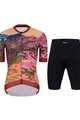 HOLOKOLO Cycling short sleeve jersey and shorts - FREE ELITE LADY - multicolour/orange/black