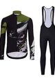 HOLOKOLO Cycling long sleeve jersey and bibtights - CAMOUFLAGE WINTER - black/green