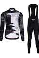 HOLOKOLO Cycling long sleeve jersey and bibtights - VENTURE LADY WINTER - black/white