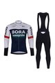 BONAVELO Cycling long sleeve jersey and bibtights - BORA 2025 WINTER - black/white/blue
