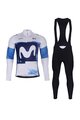 BONAVELO Cycling long sleeve jersey and bibtights - MOVISTAR 2025 WINTER - blue/black/white