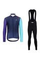 HOLOKOLO Cycling long sleeve jersey and bibtights - PERFORMANCE WINTER - black/purple/green