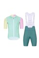 HOLOKOLO Cycling short sleeve jersey and shorts - PERFORMANCE - green/pink