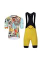 HOLOKOLO Cycling short sleeve jersey and shorts - WILDLY II - yellow/light blue/multicolour