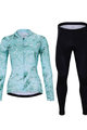 HOLOKOLO Cycling long sleeve jersey and bibtights - BLOSSOM LADY SMR - light green/black