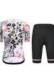 MONTON Cycling short sleeve jersey and shorts - LEOPARD LADY - white/pink/black