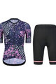 MONTON Cycling short sleeve jersey and shorts - PLUM FLOWER LADY - black/purple
