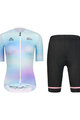 MONTON Cycling short sleeve jersey and shorts - COLOR FLOW LADY - light blue/rainbow/black