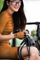 MONTON Cycling bib shorts - SKULL LADY - brown