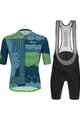 SANTINI Cycling short sleeve jersey and shorts - DELTA OPTIC - green/black/blue