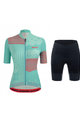 SANTINI Cycling short sleeve jersey and shorts - GIADA OPTIC LADY - black/blue/pink