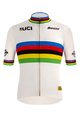 SANTINI Cycling short sleeve jersey - UCI WORLD 100 GOLD - rainbow/white