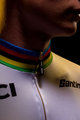 SANTINI Cycling short sleeve jersey - UCI WORLD 100 GOLD - rainbow/white