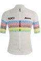 SANTINI Cycling short sleeve jersey - UCI WORLD CHAMP 100 - white/rainbow