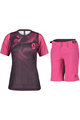 SCOTT Cycling short sleeve jersey and shorts - TRAIL VERTIC LADY - purple/pink