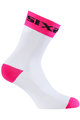 SIX2 Cyclingclassic socks - WHITE SHORT - pink/white
