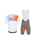 HOLOKOLO Cycling short sleeve jersey and shorts - SPECTRO - brown/white