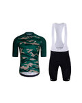 HOLOKOLO Cycling short sleeve jersey and shorts - CAMOTRAIL - black/green