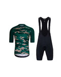 HOLOKOLO Cycling short sleeve jersey and shorts - CAMOTRAIL - black/green