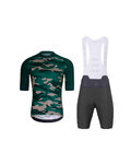 HOLOKOLO Cycling short sleeve jersey and shorts - CAMOTRAIL - anthracite/green