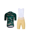 HOLOKOLO Cycling short sleeve jersey and shorts - CAMOTRAIL - beige/green