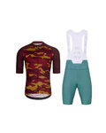 HOLOKOLO Cycling short sleeve jersey and shorts - CAMOTRAIL - blue/bordeaux