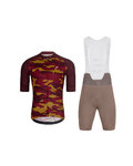 HOLOKOLO Cycling short sleeve jersey and shorts - CAMOTRAIL - brown/bordeaux