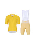 HOLOKOLO Cycling short sleeve jersey and shorts - ELEVATE - beige/yellow