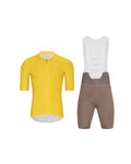 HOLOKOLO Cycling short sleeve jersey and shorts - ELEVATE - brown/yellow