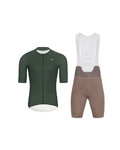 HOLOKOLO Cycling short sleeve jersey and shorts - ELEVATE - brown/green