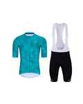 HOLOKOLO Cycling short sleeve jersey and shorts - RUSTLE - black/turquoise