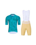 HOLOKOLO Cycling short sleeve jersey and shorts - RUSTLE - beige/turquoise