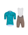 HOLOKOLO Cycling short sleeve jersey and shorts - RUSTLE - brown/turquoise