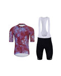HOLOKOLO Cycling short sleeve jersey and shorts - RUSTLE - black/bordeaux