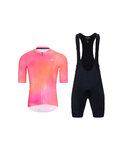 HOLOKOLO Cycling short sleeve jersey and shorts - COSMA - black/orange/pink