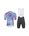 HOLOKOLO Cycling short sleeve jersey and shorts - COSMA - anthracite/light blue/purple