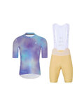 HOLOKOLO Cycling short sleeve jersey and shorts - COSMA - beige/light blue/purple
