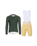 HOLOKOLO Cycling long sleeve jersey and bibtights - ELEVATE - beige/green