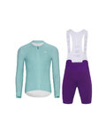 HOLOKOLO Cycling long sleeve jersey and bibtights - ELEVATE - purple/light blue